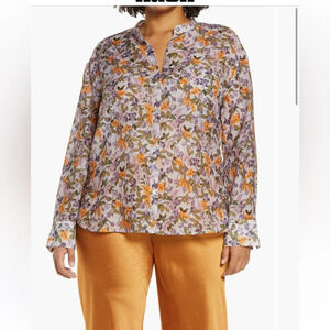 Vince Wisteria Vine‎ Button-Up Blouse shirt plus size 3X new with tags NWT